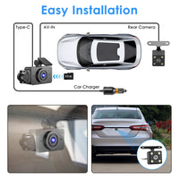 3 Channel Dash Cam For Cars, 1080P Full HD Front Camera (140° Wide View) With 480P Interior & Rear Cameras, 360° Vehicle Protection, Picture-in-Picture Display For Collision Evidence