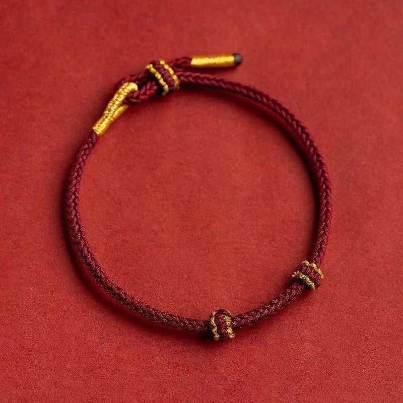 Semi-finished Products Beads Threading Gold Accessories DIY Hand-woven Red Rope