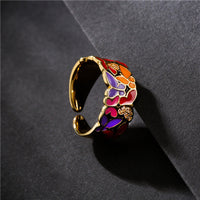 Fashionable Personality Dripping Copper Micro-inlaid Zircon Butterfly Ring Female