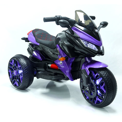 Kids Motorcycle Ride-On Motorcycle 3-Wheels Battery Powered Motorbike Rechargeable 12 V Kids Ride On Toy With PU Seat Training Wheels Manual Throttle Drive By Hand Lighting Wheels