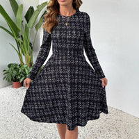 Long-sleeved Cinched Umbrella-style Dress