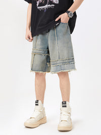 Fashion Summer Stitching Denim Shorts Men