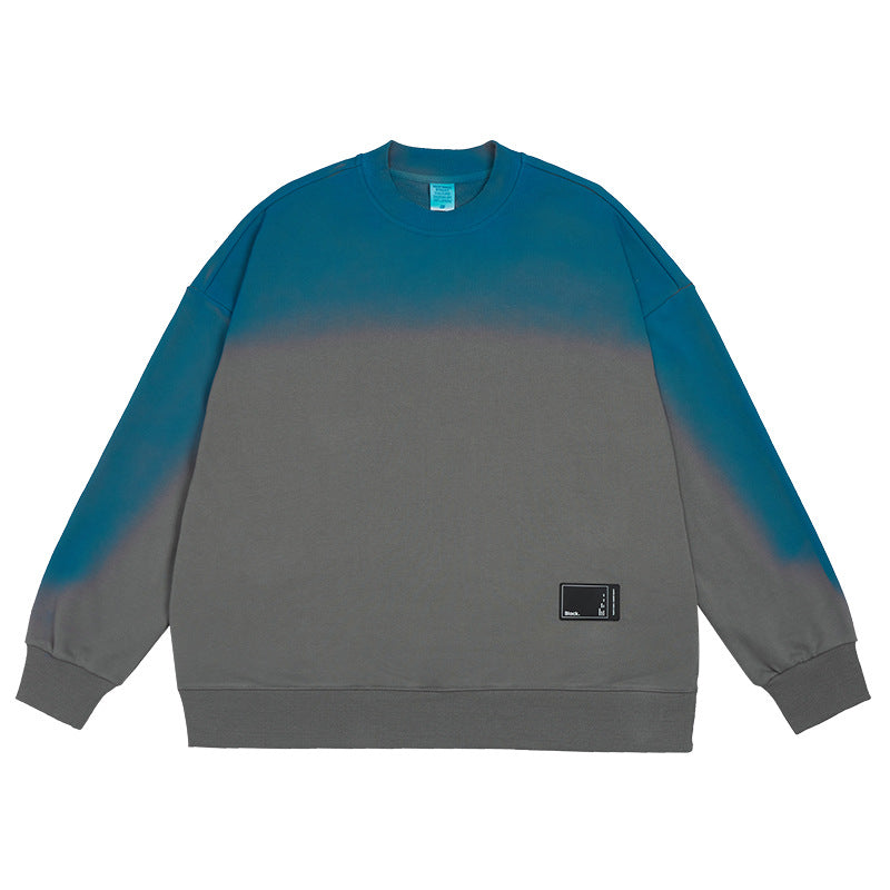 Tide Brand Hand-painted Gradient Terry Round Neck Couple Men's Sweater