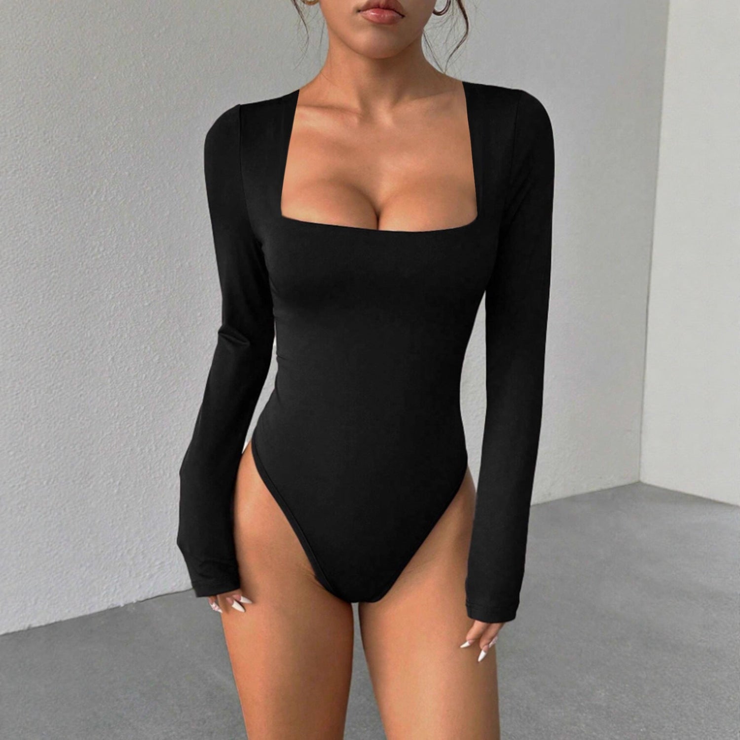 Sexy And Chic Square-neck Top For Fall And Winter
