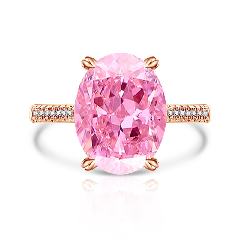 Female Versatile Casual Papalacha High Carbon Diamond Ice Flower Ring