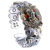 Bold Trendy Chinese-style Tiger-head Bracelet With A Distinctive Commanding Vibe