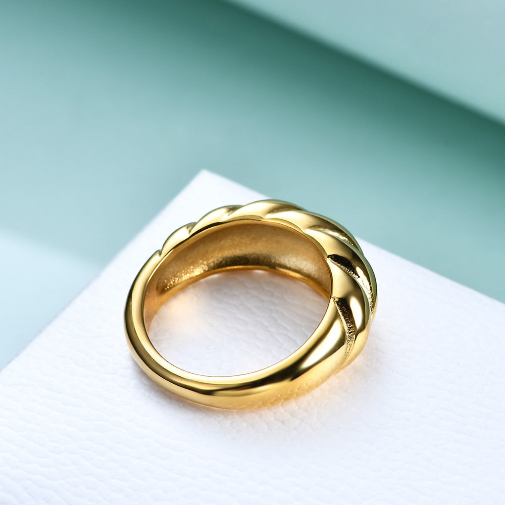 New Creative Retro Simple Titanium Steel Casting Twist Personality Bread Ring
