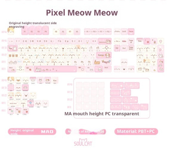 Transparent Frosted Keycaps Magnetic Switches Complete Keycap Set