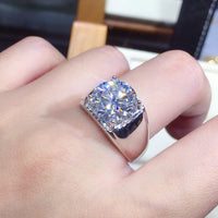 Men's 5 Karat Eight Hearts And Eight Arrows Plated PT950 Simulation Moissanite Open Ring