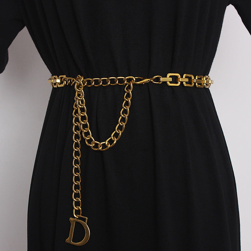 Gold Waist Chain Accessories Female D Letter Chain Belt Decoration With Pants Chain