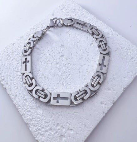 Stainless Steel Cross-link Flat-link Chain Handcrafted Chain Bracelet Necklace, And Accessory