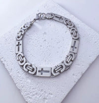 Stainless Steel Cross-link Flat-link Chain Handcrafted Chain Bracelet Necklace, And Accessory