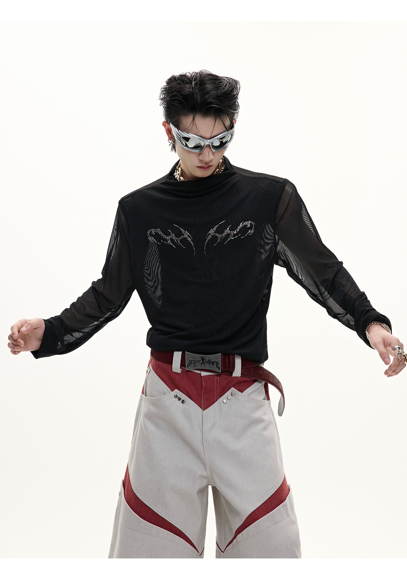 Niche Mesh Ice-feeling Slim Bottoming Shirt