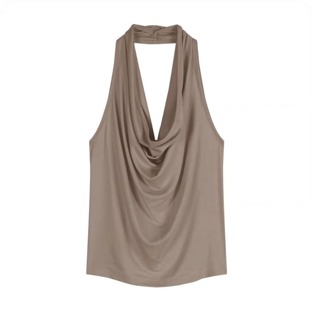 Spicy Girl-fit Sexy Boatneck Halterneck Sleeveless Top