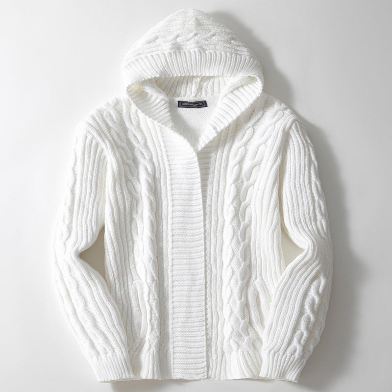 European And American Mens Twisted-knit Cardigan Sweater