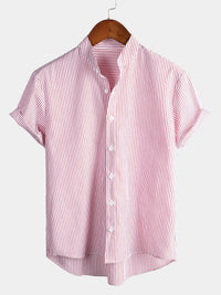 Men's Striped Fashionable Loose Short-Sleeve Shirt