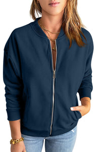 Women's Fashion Solid Color Zipper Jacket Coat