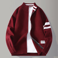 Mens Thermal Knitted Jacket With A Mock Neck And Long Sleeves
