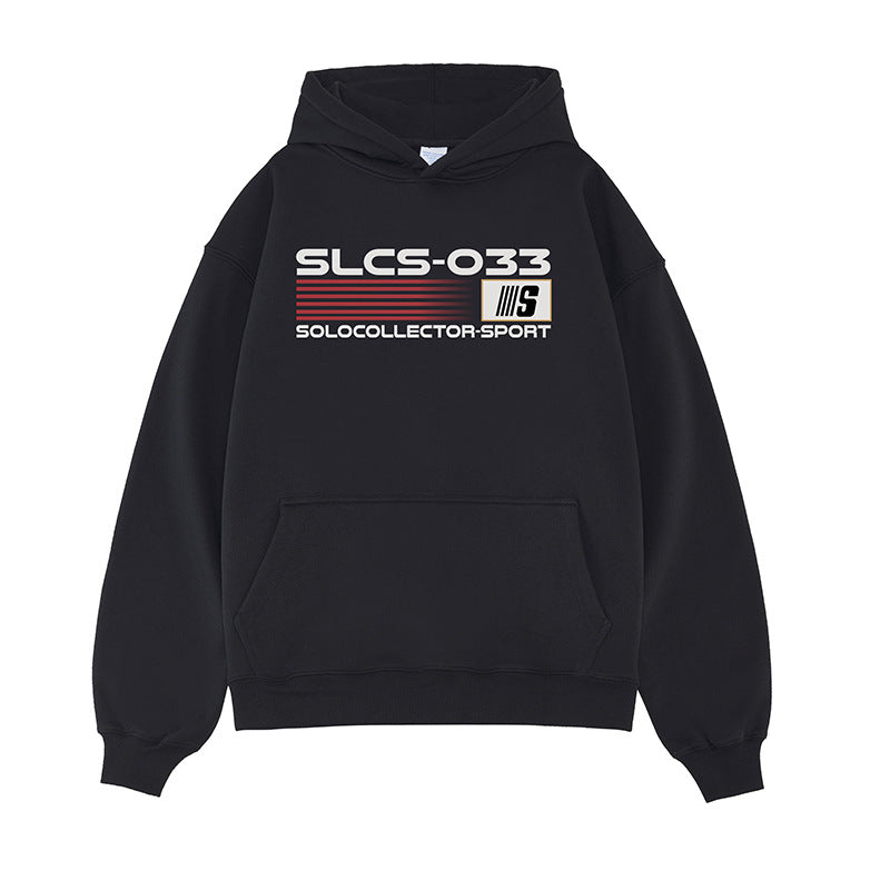 Printed Velvet Padded Hooded Sweatshirt Men