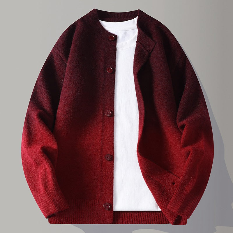 Gradient-knit Cardigan A Unisex Couple-matching Sweater With A Relaxed Casual Fit