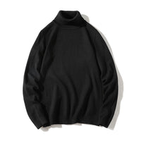 New Solid Black Knitted Mens Fleece-lined Base Layer