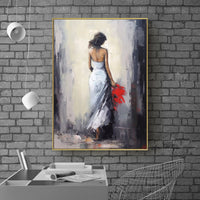 Oil Painting Handmade Hand Painted Wall Art Woman In A White Dress Home Decoration Decor Rolled Canvas No Frame Unstretched