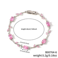 Womens Colorful Leaf Elliptical Geometric Zircon Bracelet