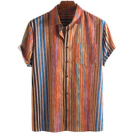 Men's Striped Fashionable Loose Short-Sleeve Shirt