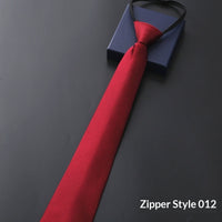 Mens Business Formal Zipper Tie With Blue Stripes