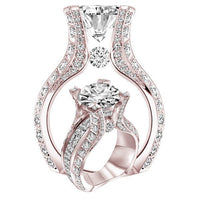 Rose Gold Electroplated Oval Shaped Zircon Engagement Ring