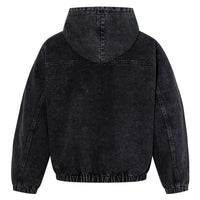 Mens Black Hoodie With Distressed Wash And Lobster-claw Button Detailing