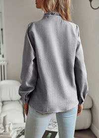 Elegant Striped Ruffle Button-Up Shirt for Women