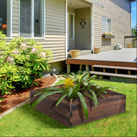 128L Wooden Raised Beds For Garden Planter Grow Containers For Outdoor Patio Plant Flower Vegetable 80L X 80W X 22.5H Cm