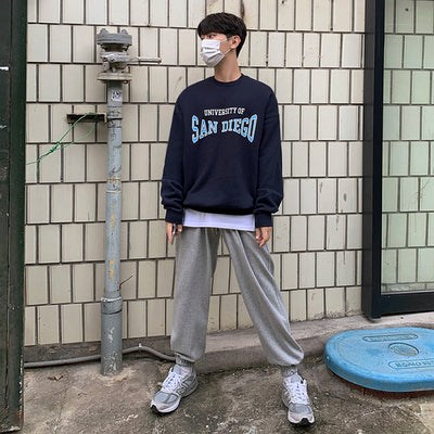 Men's Round Neck Loose Letter Print Couple Jacket