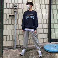 Men's Round Neck Loose Letter Print Couple Jacket