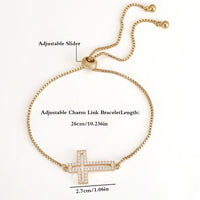 Fashionable Copper Bracelet With Full Diamond Cross Design