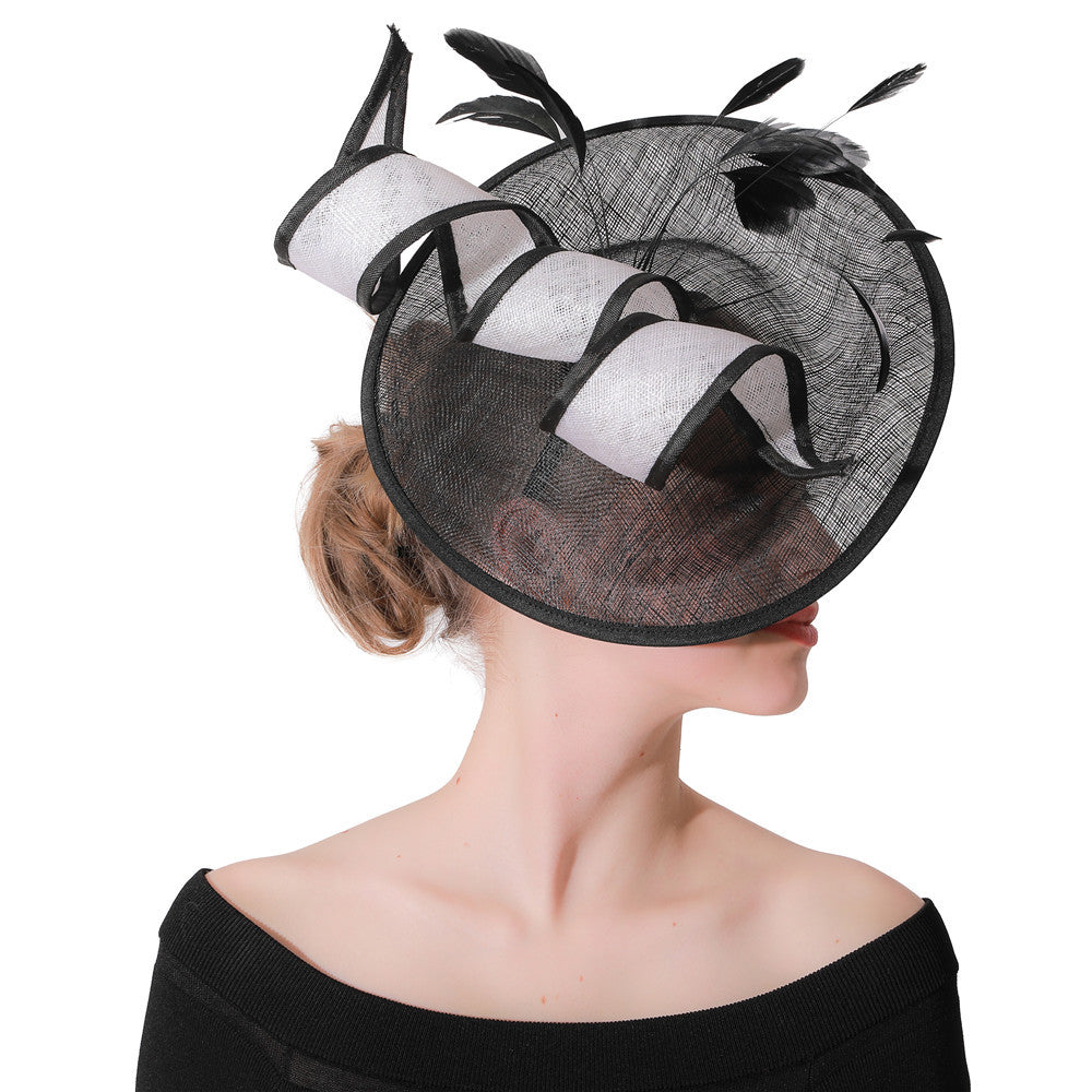 Mesh Bridal Hair Accessories Banquet Party Performance Black And White Top Hat