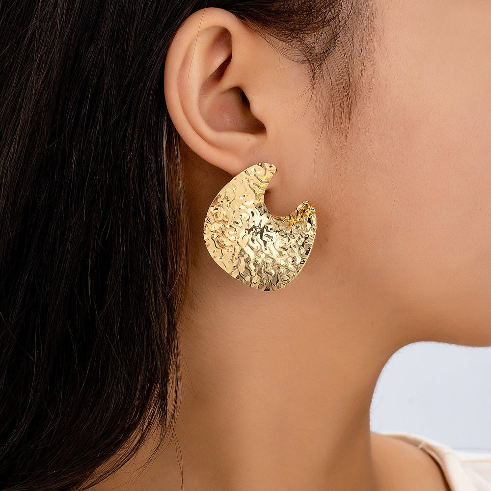 Water-wave Crescent Moon Trendy Street-style Earrings For Women