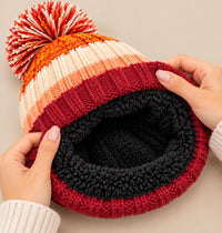 Women's  Waterproof Striped Knit Winter Beanie  (Delivery 3-5 Days Only For UK)