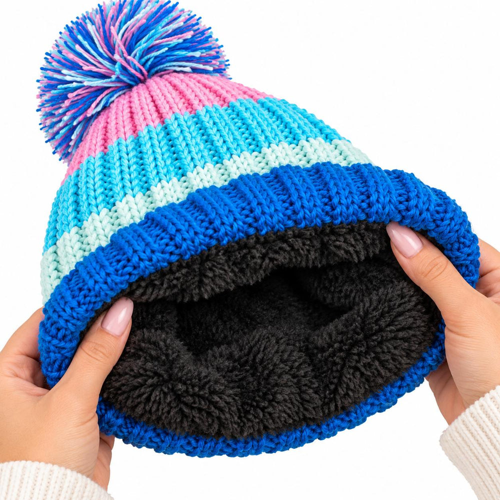 Women's  Waterproof Striped Knit Winter Beanie  (Delivery 3-5 Days Only For UK)